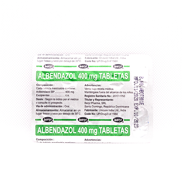 Albendazol 400 mg X 10 Tabletas | Farma Prime