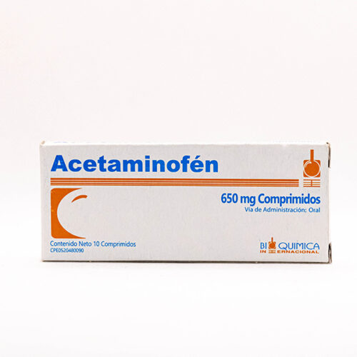 Acetaminofen 650mg X 10 Tabletas Laboratorio Bioquimica