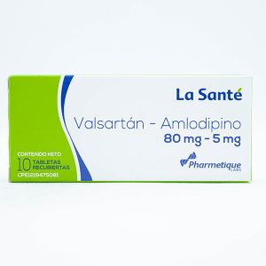 Valsartán + Amlodipina 80 mg / 5 mg X 10 Tabletas Laboratorio La Sante