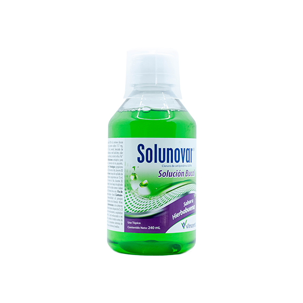 Solunovar (cloruro De Cetilpiridinio) 0.05 % Solución Bucal Sabor Hierbabuena X 240 ml Laboratorio Vicenti